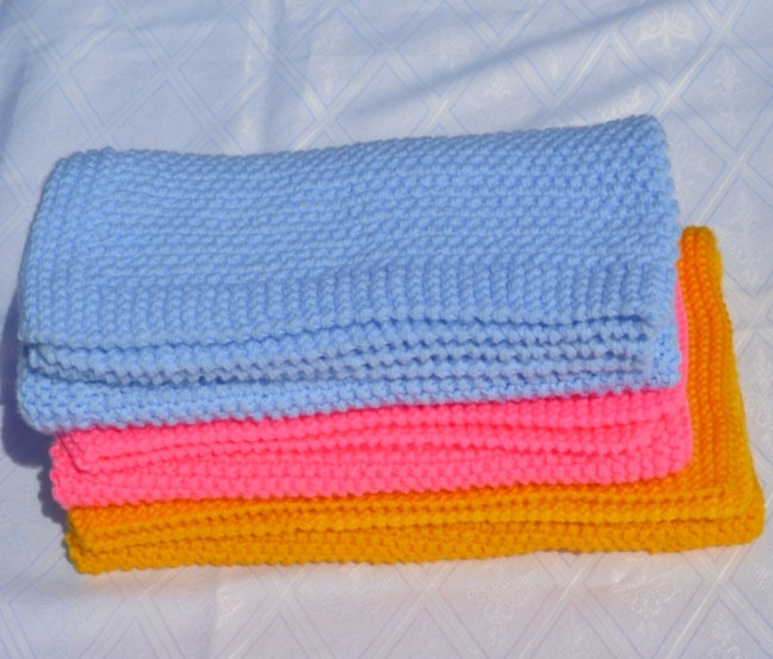 Blue Baby Blanket Knitted Baby Blanket Knit Baby Blanket Etsy