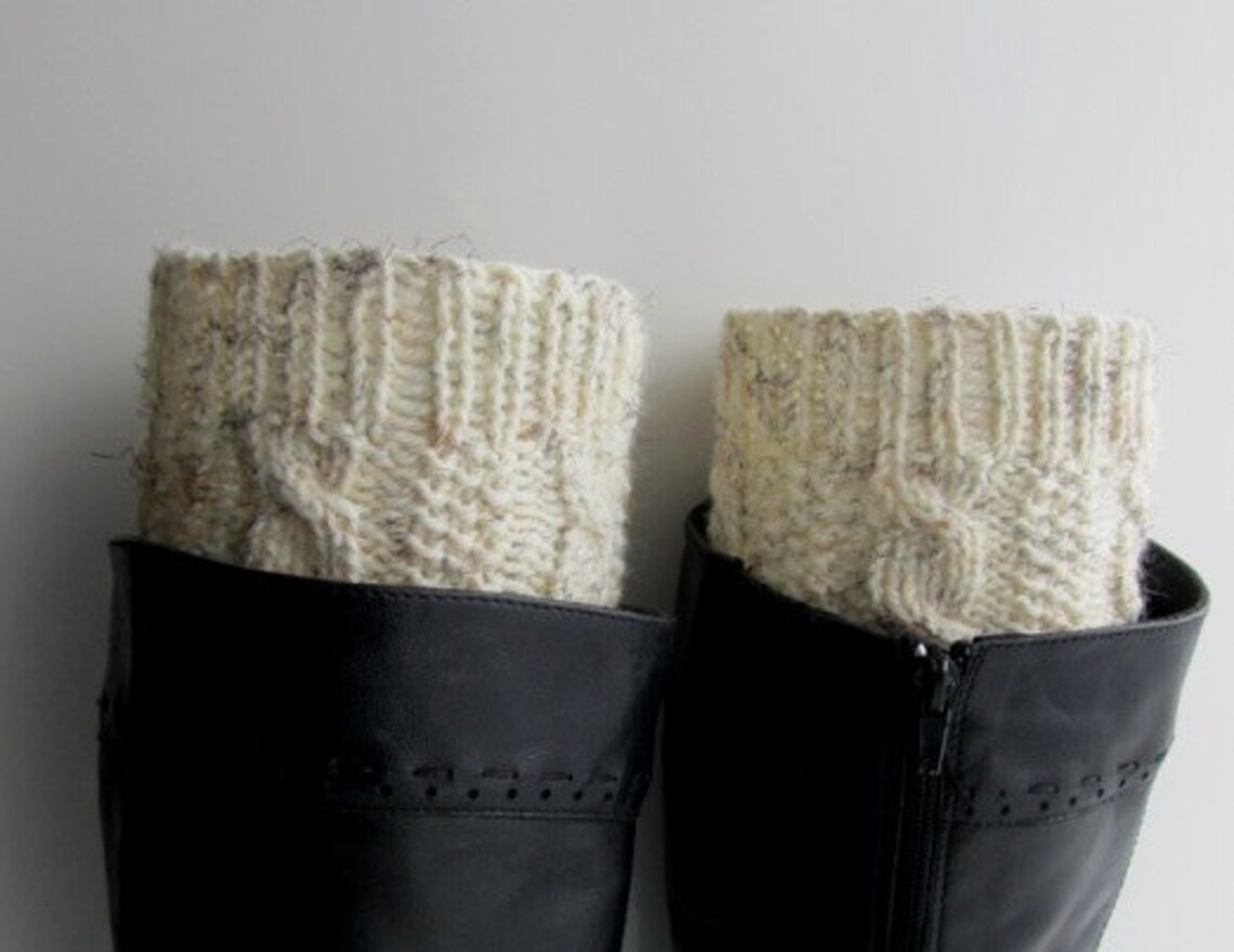 Knit Boot Cuff Leg Warmers Chunky Leg Warmers Oatmeal Color Etsy