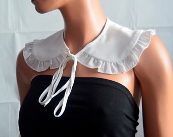 Weißer Bubikragen, Weißer Abnehmbarer Kragen mit, Baumwollkragen, Halskette, Abnehmbarer Kragen Halskette, Geschenk