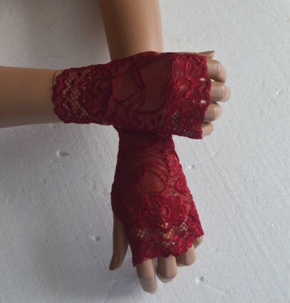 Damen-Spitzenhandschuhe Mit Tüll-Bordüre & Perlen – Opern-/Teeparty-Handschuhe, Länge Ca. 17,8 Cm