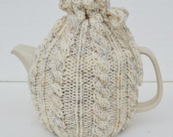 Oatmeal Tea Cosy, Oatmeal Teapot Cozy, cable design,  Mothers day gifts, Valentines gifts