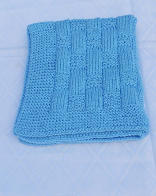 Blue Baby Blanket, Knitted Baby Blanket, Knit Baby Blanket, Hand Knit Blue Baby Blanket
