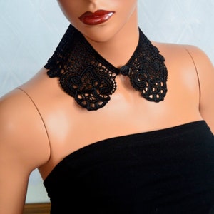 Black Peter Pan Collar, Black Detachable Collar with , Cotton Collar, Necklace, Detachable Collar Necklace, gift for her