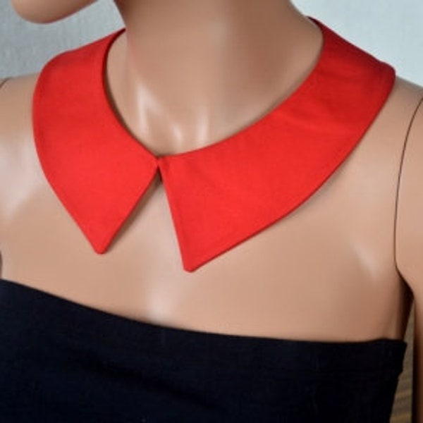 Col claudine rouge, collier détachable rouge avec, collier en coton, collier, collier détachable, cadeau pour elle.