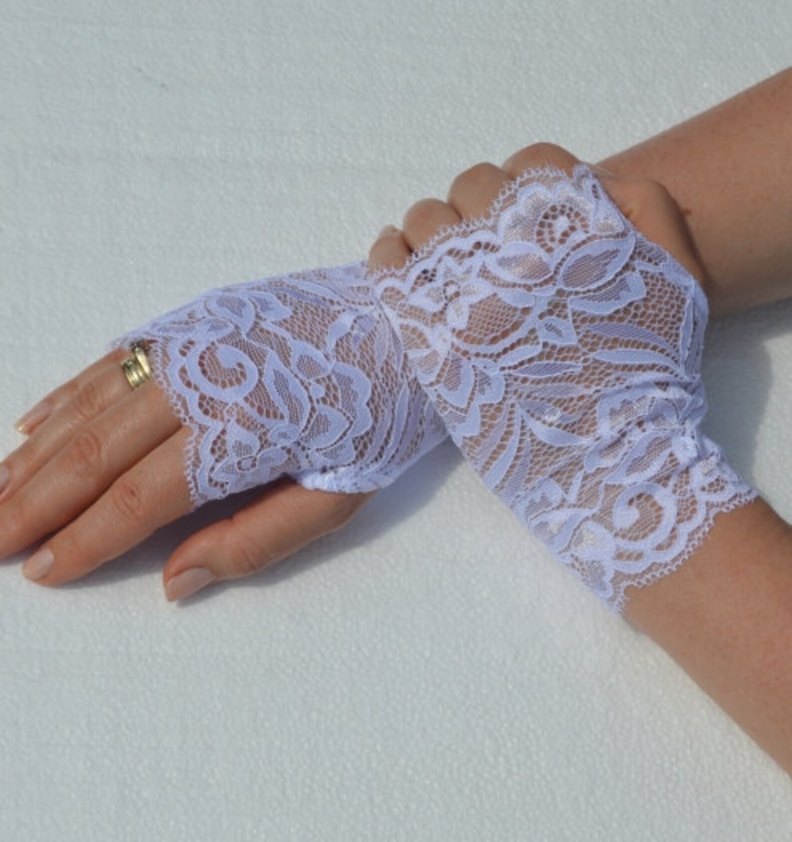 Lace White Fingerless gloves White Stretch Lace Short Gloves Etsy