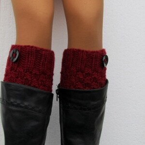 Knit Boot Cuff , Maroon Color, Chunky Leg warmers maroon color, Knit Leg Warmers, wellies boot cuff - raincity boot  CHOOSE YOUR COLOR