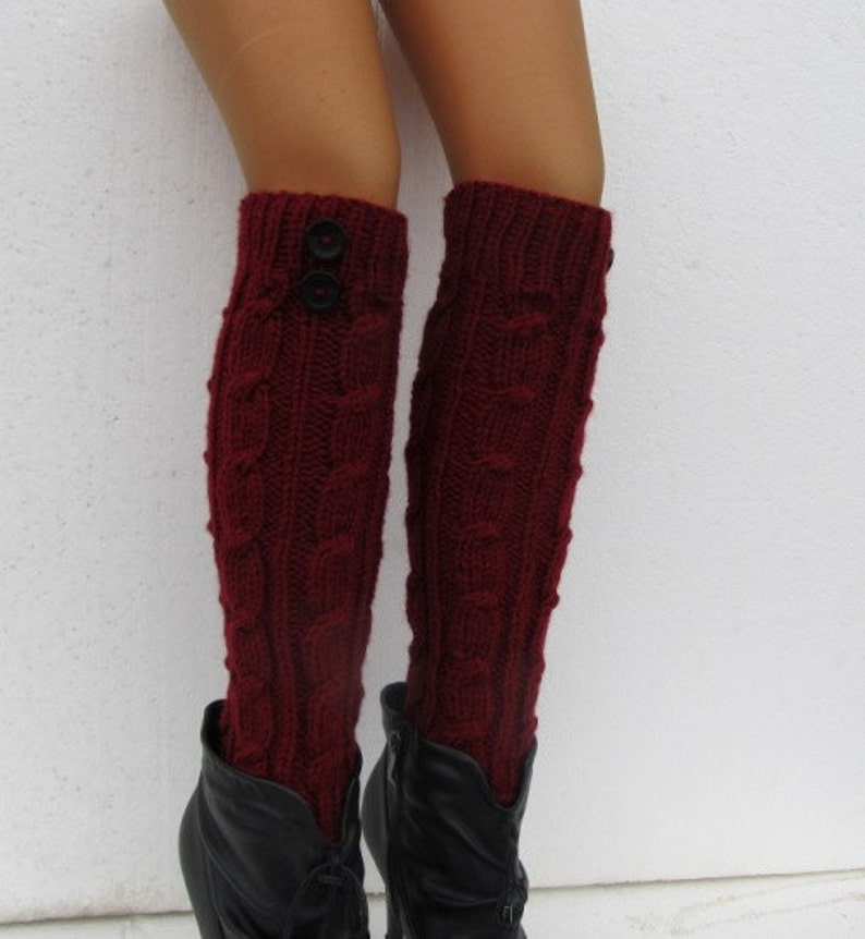 Hand Knitted Boot CuffsMaroon Leg Warmers Chunky Leg Etsy