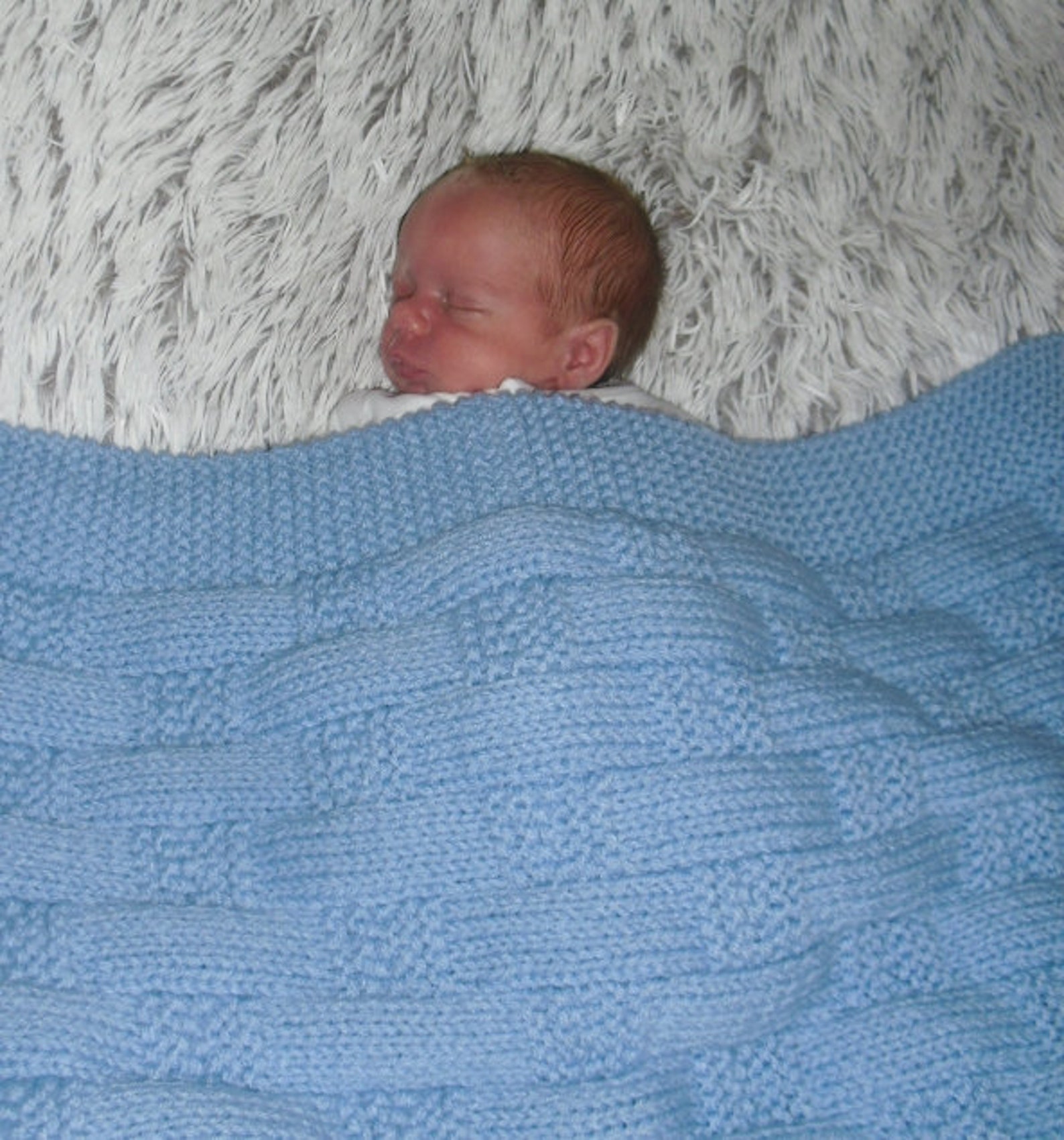 Blue Baby Blanket, Knitted Baby Blanket, Knit Baby Blanket, Hand Knit
