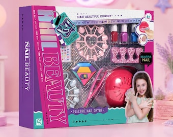 Electric Nail Dryer Set With Polish Stickers And Glitter For Girls DIY Manicure Fun Today