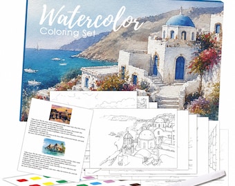 Travel Watercolor Set With Landmarks And Animals For Creative Painting DIY Coloring Kit Featuring Global Scenes Perfect For Relaxing