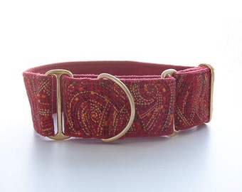 Dazzling Red and Gold Martingale-style 2" Collar