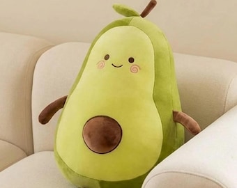 Avocado Plush Cushion, Kawaii Fruit Plushie, Soft Toy for Kids, Cozy Room Accessory