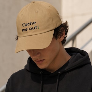 Cache Me Out Embroidered Dad Hat, Funny Programmer Cap, Tech Humor Baseball Hat, Software Developer Gift, Coder Hat