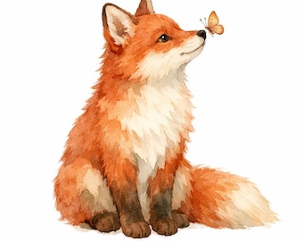 30 PNG Floral Fox Woodland Clipart Bundle - watercolor fox art, woodland floral clipart, autumn woodland png - Digital Download