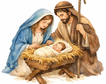 30 PNG Nativity Bible Characters Clipart Bundle - Mary, Joseph, Baby Jesus, Angels, Wise Men, Bethlehem Star - Digital Download