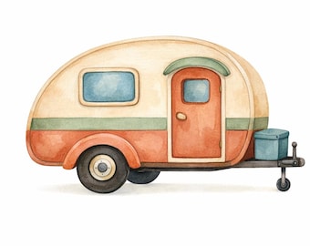 30 PNG Camping Trailers and Caravans Clipart Bundle - trailer clipart, caravan clipart, campsite decor - Digital Download