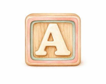 30 PNG-Cliparts zum Thema Holzalphabet fürs Kinderzimmer – Buchstaben aus Holzblöcken, Aquarell-Dekoration, rustikales ABC-Kinderzimmer – Digitaler Download