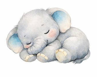 30 PNG-Cliparts mit schlafenden Tierbabys – Aquarell-Cliparts fürs Kinderzimmer, PNGs mit schlafenden Tieren, Deko für die Babyparty – Digitaler Download
