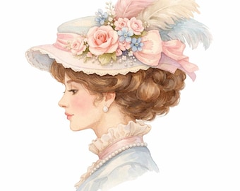 30 PNG Victorian Lady Clipart Bundle - Victorian women, parasol fashion, tea party clipart, vintage elegance - Digital Download