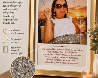 Obra de arte personalizada conmemorativa de cenizas de cremación, arte tributo personalizado (prueba digital)