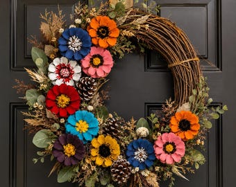 Hand-Painted Pine Cone Flowers for Wreath Making | Rustic Woodland Craft Supplies Set of 10
