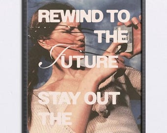Retrocede al futuro. Diseño original de póster impreso, descargable digitalmente.