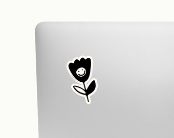 Flor sonriente en blanco y negro