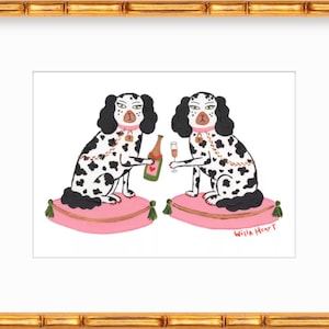 Chique Preppy Staffordshire Champagne Dog Art: hef de schors op uw barwagen op!