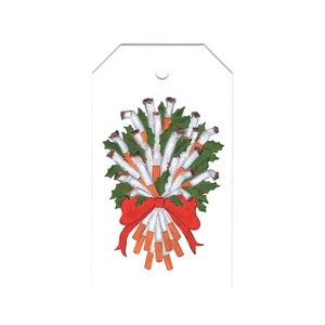 Conjunto de 10 etiquetas de presente de buquê de cigarro de Natal por willa heart smoking holiday