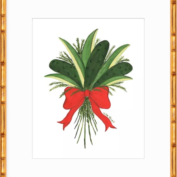 Chic Quirky Pickle Bouquet Art Print: Dill-ightful Twist for Whimsical Decor Perfect for Holidays by Willa Heart