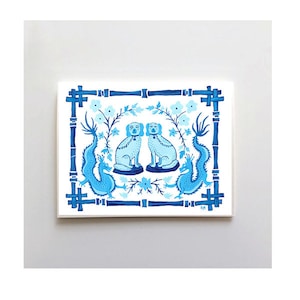 Aldrich & Madame De Bleu Wenskaart Set van 6 blauwe Staffordshire honden