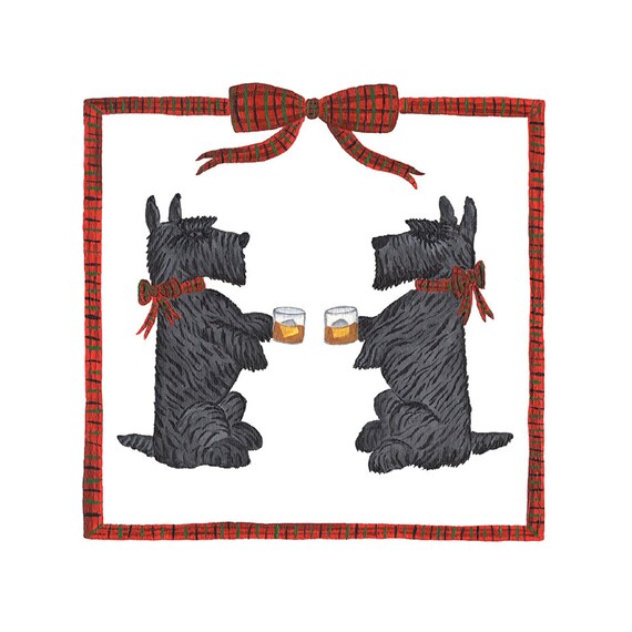 Scotch Scottie Dogs Whiskey & Rocks Scottish Terrier Christmas Etsy