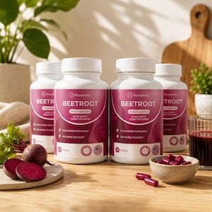 4 Bottles Rosabella Organic Beet Root Capsules(180 count) - Circulation and Vitality Support, Detox, Dietary Supplement