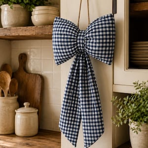 Bowdecor met gingangstof, muurdecoratie boerderij, deurdecoratie Cottagecore