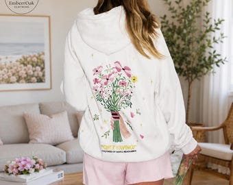 Dames geborduurd sweatshirt met capuchon, losse pasvorm, vallende schouderhoodie, casual jack met rits, alledaagse streetwear