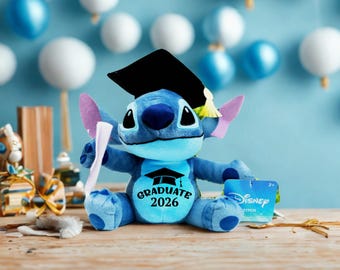Personalized Graduation Plush Stitch, Grad Party, Open House