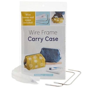 May include: A package for a wire frame carry case. The package includes a white zipper, wire frames, and a booklet with the text "Wire Frame Carry Case." The booklet shows two fabric cases, one yellow with white circles and one blue.