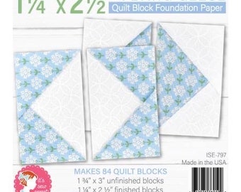 1-1/4in x 2-1/2in Flying Geese Quilt Block Foundation Paper