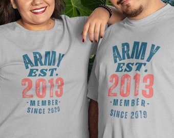 ARMY Fondata nel 2013 / Membro da (l'anno in cui i BTS ti hanno trovato) T-shirt unisex