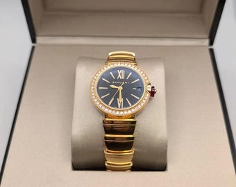 Very Fine Bvlgari Lvcea 18K Rose Gold Diamond Bezel Automatic Watch - 33mm Box
