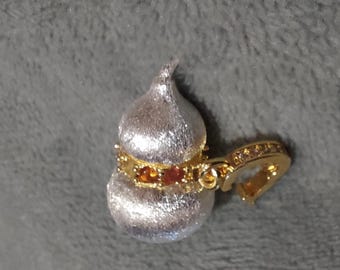 Silver Gourd (Hulu 葫芦）Pendant/Charm with Natural Tourmaline (2606)