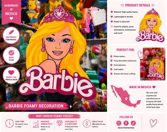Barbie Foamy Ausschnitt für Piñatas, Centerpieces & Partydekoration