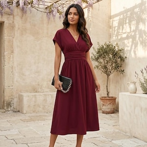 batwing dress elegant summer Long Linen Batwing Dress, Black Linen Dress, Linen Maxi Dress, Kimono Dress, Linen Dress, Black Maxi Dress, Linen Clothing, M / Moroccan Red