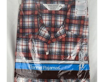 NEU Vintage Sears Rot Karierter Flanell Pyjama Set PJs Herren L Langarm Hose 2 Tlg