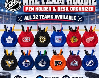 NHL Team Hoodie Pen Holder | 3D Printed Desk Organizer | Hockey Fan Gift | Sports Pencil Cup | Choose Your Team