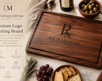 Personalized Logo Cutting Board, Custom Engraved Charcuterie Board, Realtor Closing Gift, Business Branding Gift,Wedding Anniversary Present