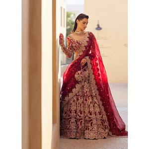 pakistani bridal dresses red colour Pakistani Gharara Designs Bridal Sharara Red Colour Sharara Pakistani  Wedding Dress For The Modern Bride