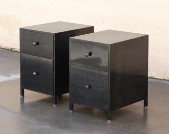 Pair of Custom Made Industrial Style Steel Night Stands, Free U.S. Shipping