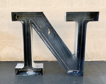 Jumbo Mid Century Channel Letter N Architectural Salvage Wall Sign, Free U.S. Shipping