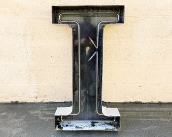 Jumbo Mid Century Channel Letter I Architectural Salvage Wall Sign, Free U.S. Shipping